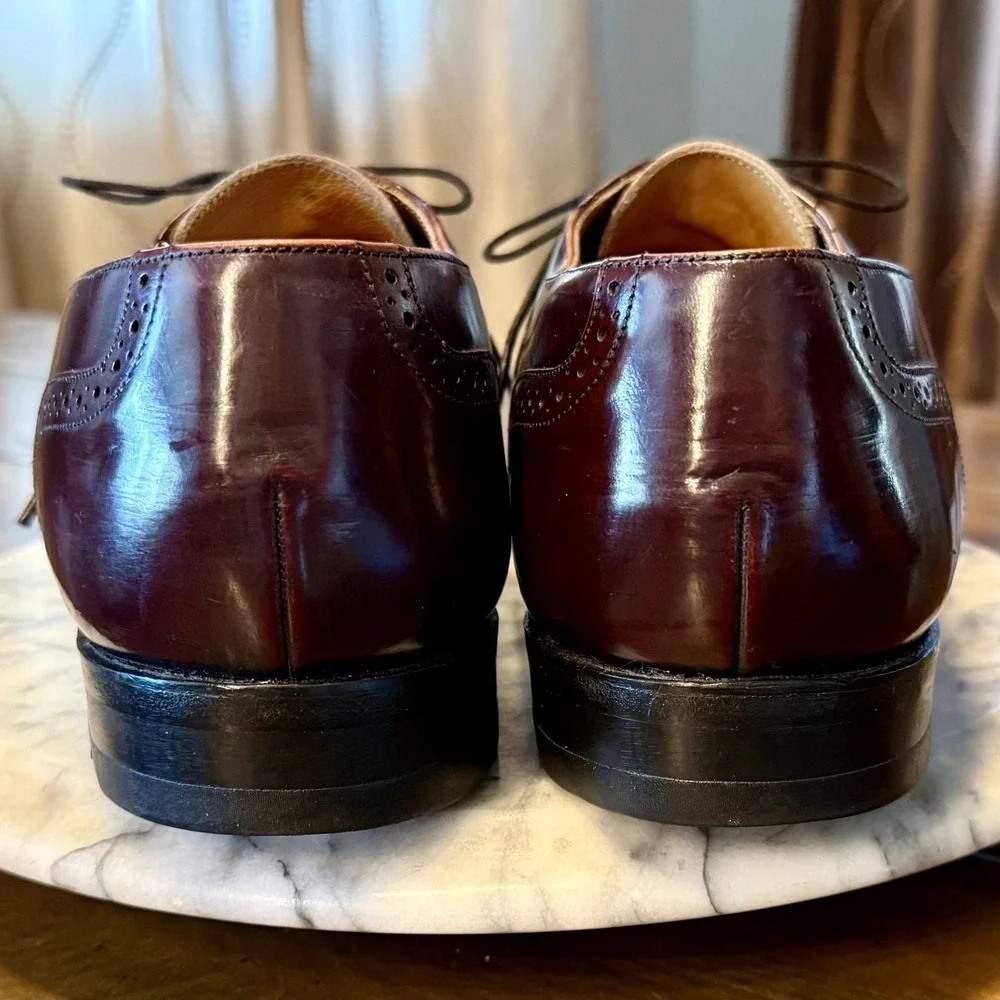 VTG Johnston & Murphy Optima Burgundy Wingtip Oxford Dress Shoes Men Sz 11